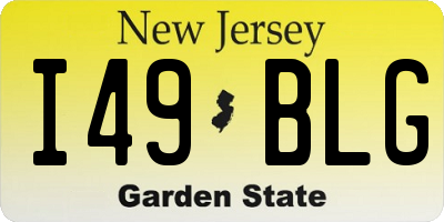 NJ license plate I49BLG