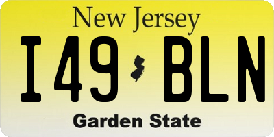 NJ license plate I49BLN