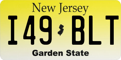 NJ license plate I49BLT
