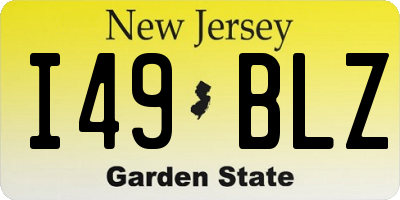 NJ license plate I49BLZ