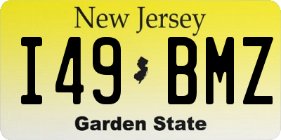 NJ license plate I49BMZ