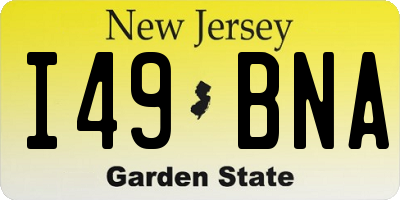 NJ license plate I49BNA