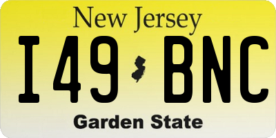 NJ license plate I49BNC