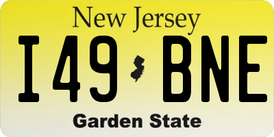NJ license plate I49BNE
