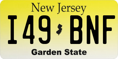 NJ license plate I49BNF