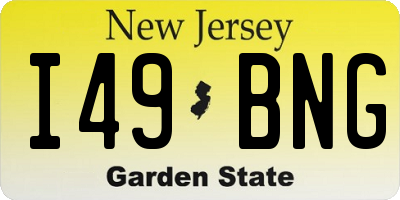 NJ license plate I49BNG