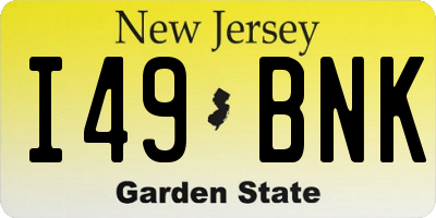 NJ license plate I49BNK