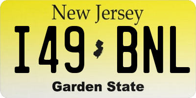 NJ license plate I49BNL