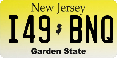 NJ license plate I49BNQ