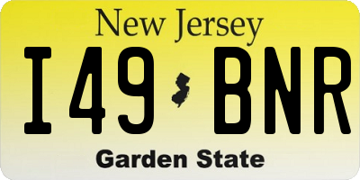 NJ license plate I49BNR