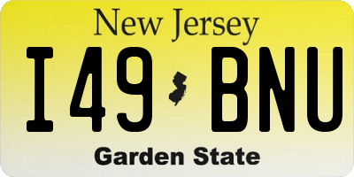 NJ license plate I49BNU