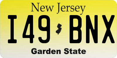 NJ license plate I49BNX