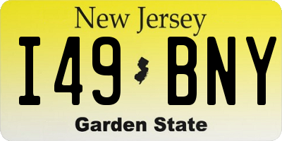 NJ license plate I49BNY