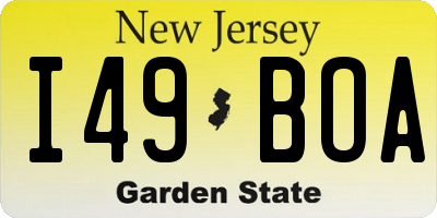 NJ license plate I49BOA