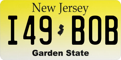 NJ license plate I49BOB