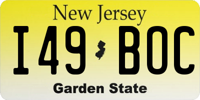 NJ license plate I49BOC