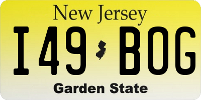 NJ license plate I49BOG