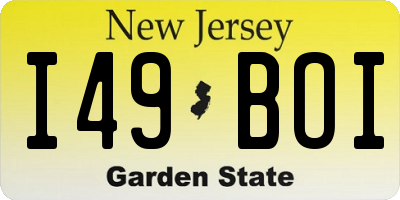 NJ license plate I49BOI