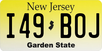 NJ license plate I49BOJ