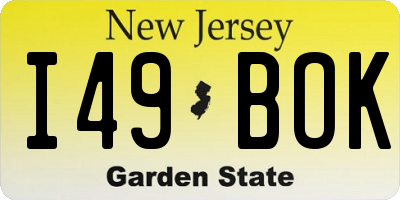 NJ license plate I49BOK