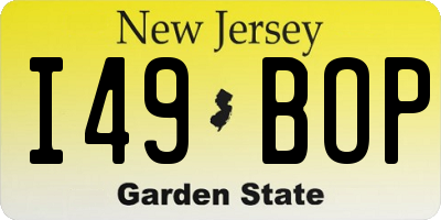 NJ license plate I49BOP