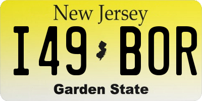 NJ license plate I49BOR