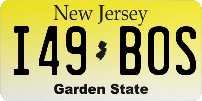 NJ license plate I49BOS