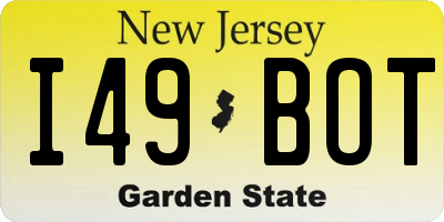 NJ license plate I49BOT