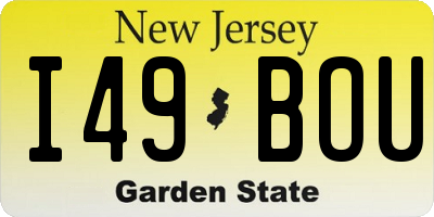 NJ license plate I49BOU