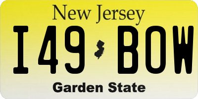 NJ license plate I49BOW