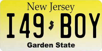 NJ license plate I49BOY