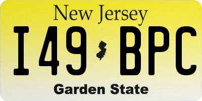 NJ license plate I49BPC