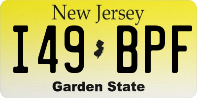 NJ license plate I49BPF