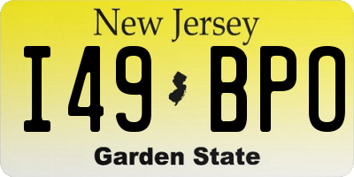 NJ license plate I49BPO