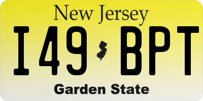 NJ license plate I49BPT