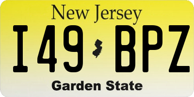 NJ license plate I49BPZ