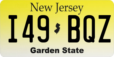 NJ license plate I49BQZ
