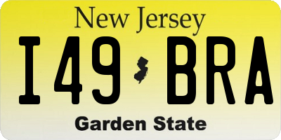 NJ license plate I49BRA
