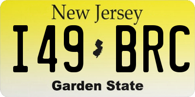 NJ license plate I49BRC