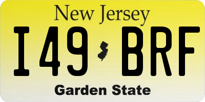 NJ license plate I49BRF