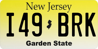 NJ license plate I49BRK