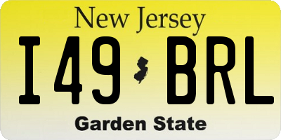 NJ license plate I49BRL
