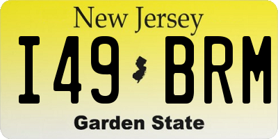 NJ license plate I49BRM