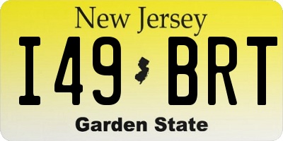 NJ license plate I49BRT