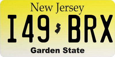 NJ license plate I49BRX