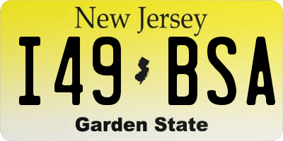 NJ license plate I49BSA