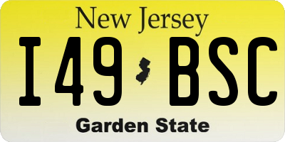 NJ license plate I49BSC