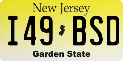 NJ license plate I49BSD