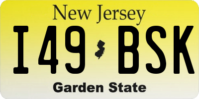 NJ license plate I49BSK