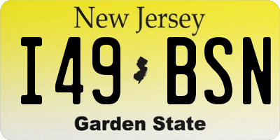 NJ license plate I49BSN